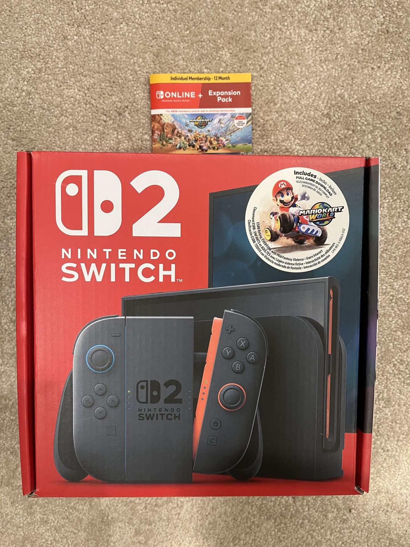 New Nintendo Switch 2 Bundle w/ Mario Kart 12-month individual online membership and Expansion Pack