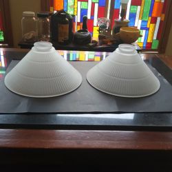 2 Frosted Glass Hanging Light Fixture Shades