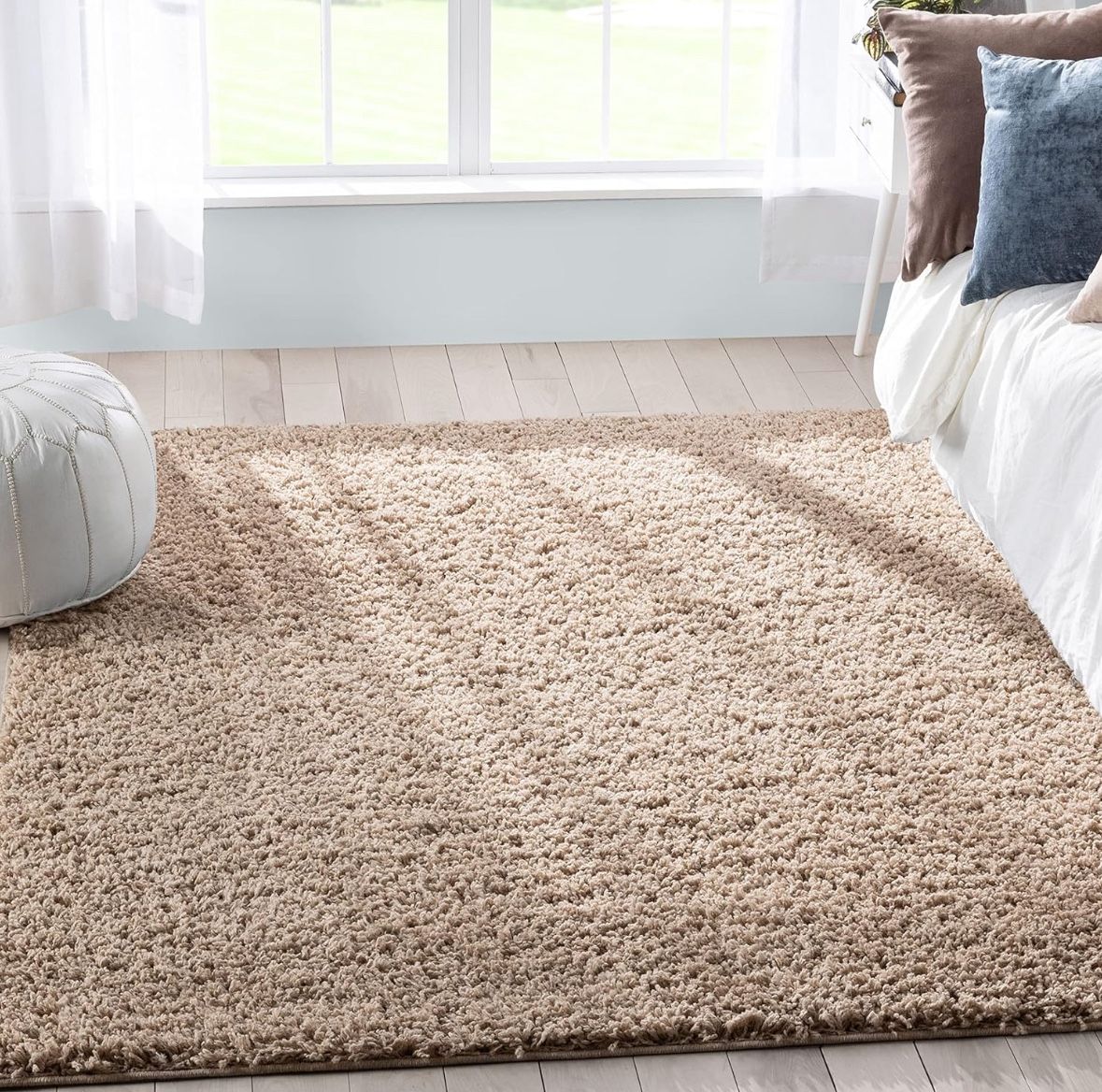 8x10 Textured Shag Area Rug Carpet Beige Brand New