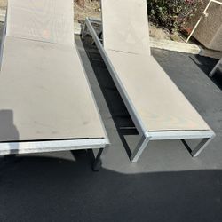 WEST ELM Portside Aluminum Outdoor Chaise Lounge Chairs