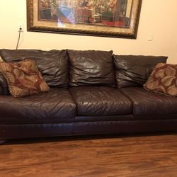 Mahogany High End Leather Sofa