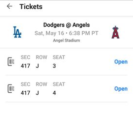 Sat May 16th -Angels vs Dodger tickets (2)