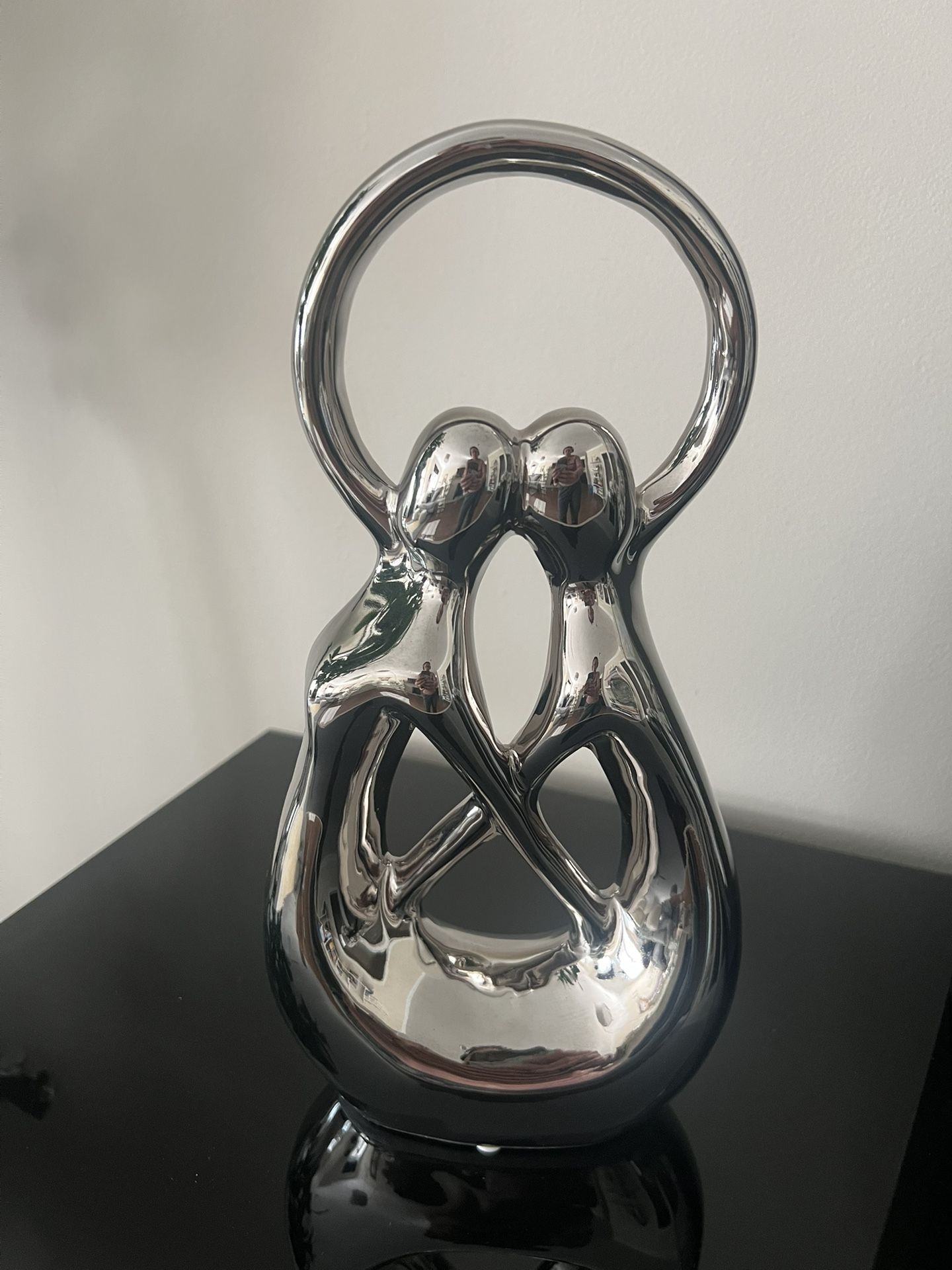 Silver Heart Romantic Couple Sculpture