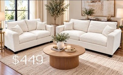 2-Pc Corduroy Sofa and Loveseat Set
