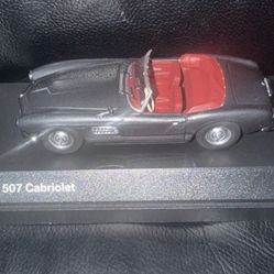 BMW 507 Cabriolet Diecast Model Car Black Red Interior with Display