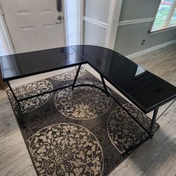 L Shaped Glass Desk 