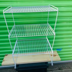 3-tier white plastic-coated wire rack
