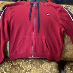 Tommy Hilfiger Sport Womens Size L Red Full-Zip Hoodie Jacket