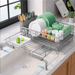 Adjustable Dish Drying Rack GREY