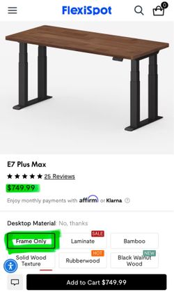 Flexispot E7 Plus Max Standing Desk Frame