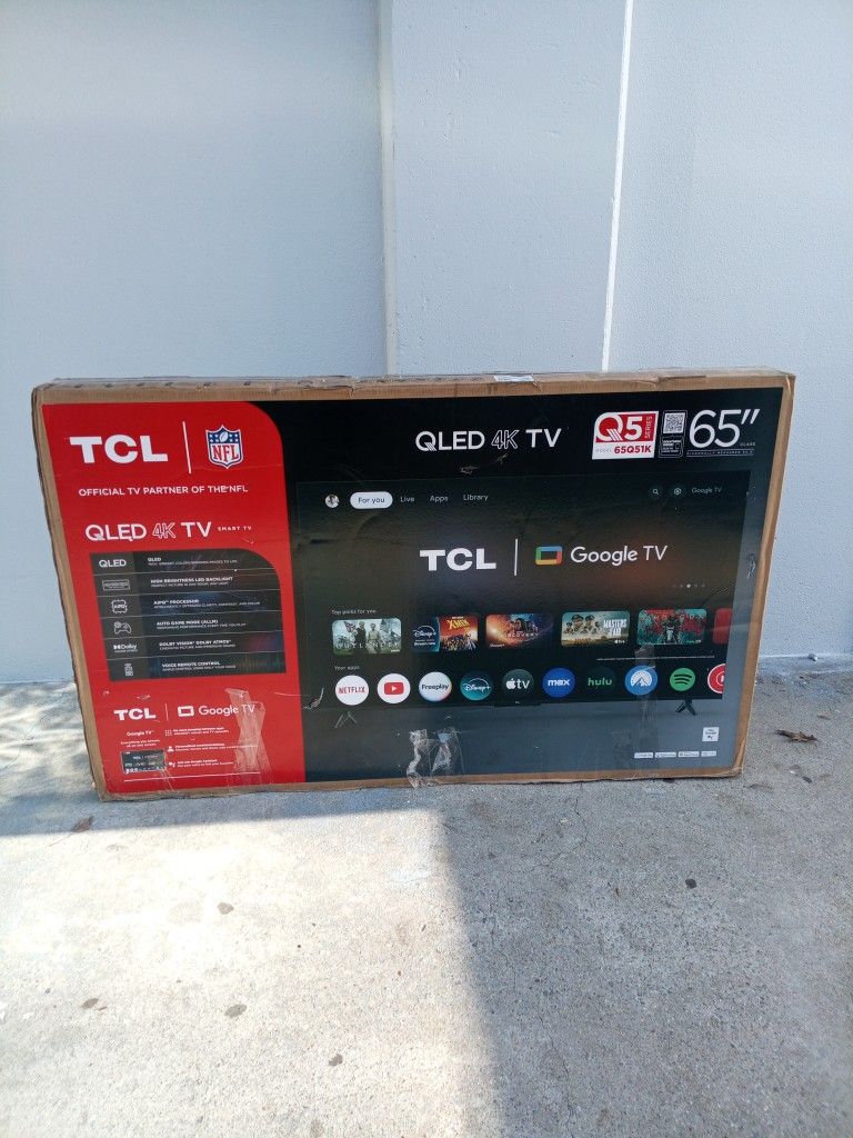 -FIRM PRICE NON-NEGOTIABLE- New 2025 Model 65 In. TCL QLED Smart Google TV W/Remote