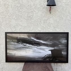 Very Large Framed Beach Coastal Print / Photo “Storm Is Coming” By Ken Dapper, Approx 60 X 30 