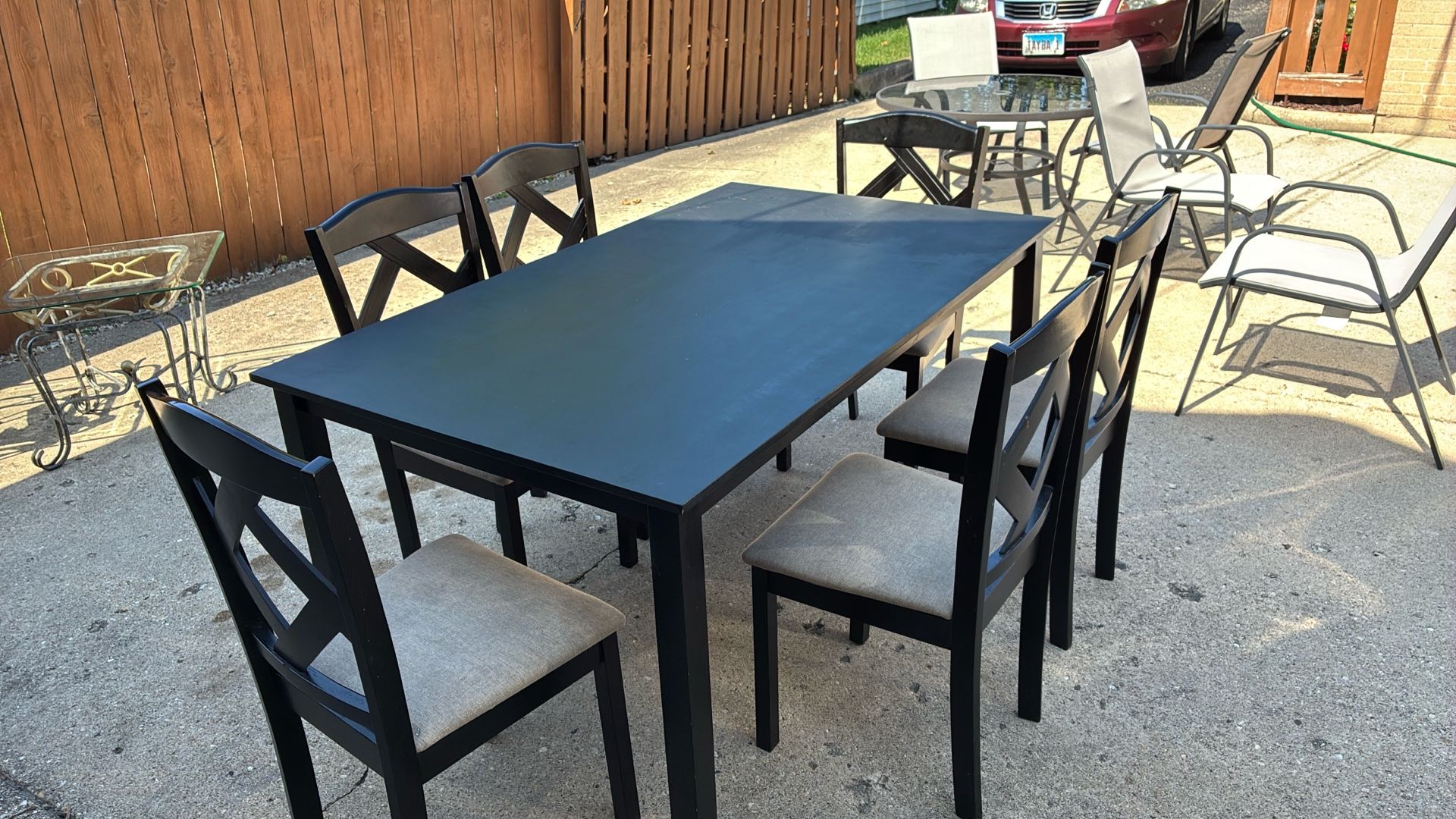 Dinning Table Set With Six Padded Chairs