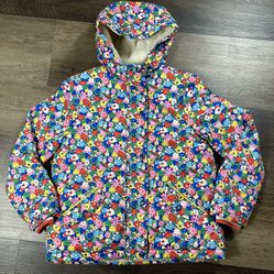 Mini Boden Floral Sherpa Lined Winter Parka Coat Girls 9-10