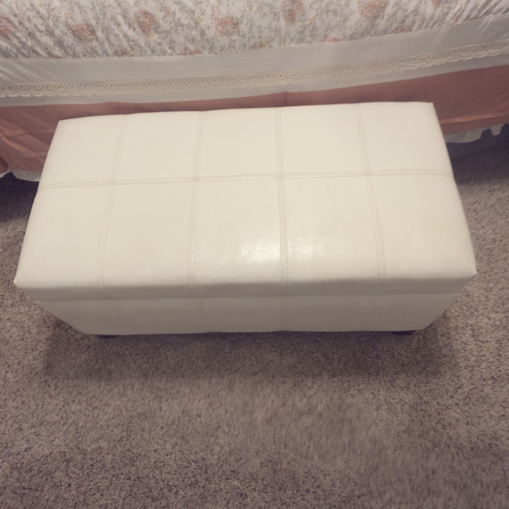White Bench Storage Ottoman 