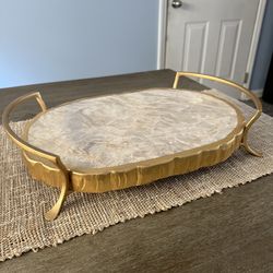 RARE Neiman Marcus Gold Century Marble Tray