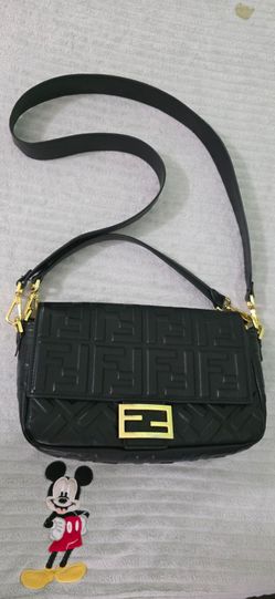 Fendi Baguette FF Embossed Leather Bag