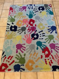 Colorful Handprint Area Rug