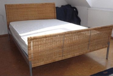 IKEA Dokka Rattan Bed Frame & Mattress Full/Queen