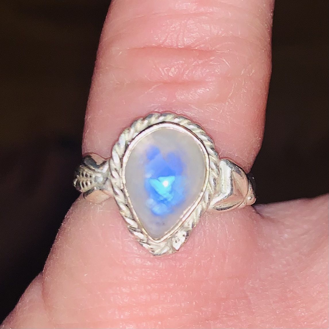 Moonstone And Silver Size 7 Ring