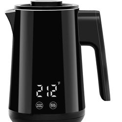 Seehot 850ml Small Electric Kettle Temperature Control, 800W Double Wall Electric Tea Kettle of 304 Stainless Steel, 5 Temp Presets, Hot Water Kettle 