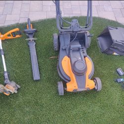 Worx Mower, Trimmer, Hedge Trimmer Combo