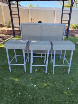 Outdoor Patio Bar Table and 3 Stools Set