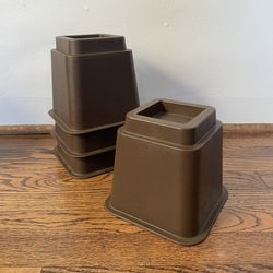 Risers furniture bed cabinet spacers brown heavy duty sturdy set of 4 small 