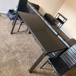 Glass Top Dinning Room Table With Chairs (6)