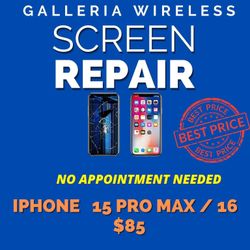 Apple iPhone 15 Pro Max LCD Fix $85 @galleriawireless 