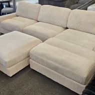 Brand New 4 Piece Ivory White Corduroy Sectional L Shape Right Facing 