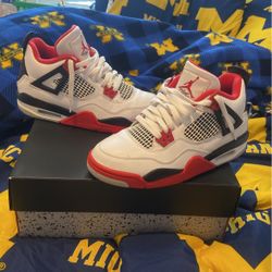 Jordan 4 Fire Red Barley Worn Size 6
