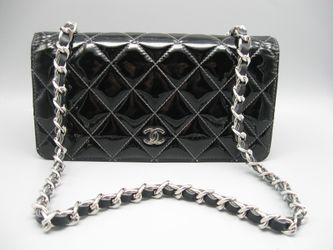 Chanel Black Patent Leather CC Long Bag Wallet