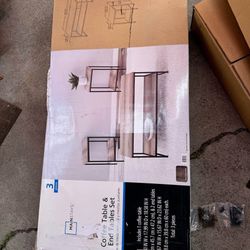 Mainstays Contemporary 3 Piece Rectangular Particle Board Coffee Table, Rustic Brown