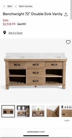 Pottery Barn Benchwright 72" Double Sink Vanity