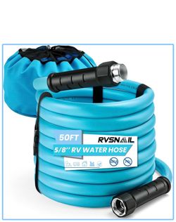 50FT RV Drinking Water Hose, 5/8" Food Grade Rubber Fresh Water Hose, Lead & BPA Free, Kink-Resistant, Leak-Free Potable Water Hose for RV, Camper, Tr