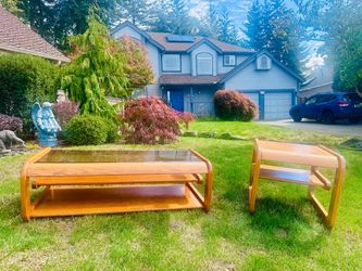 Vintage Mid Century Modern Lou Hodges Coffee Table + Side Table Set