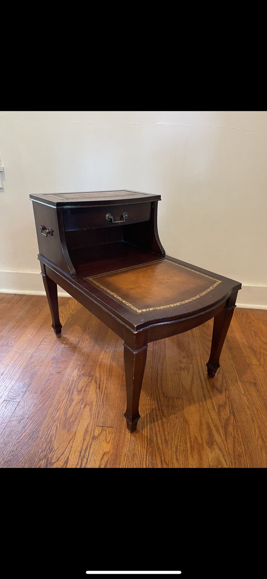 Antique Davenport Desk With Leather And Gold Accents