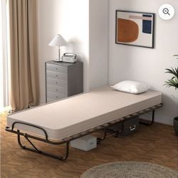 Costway Portable Folding Bed with Memory Foam Mattress Rollaway Cot 