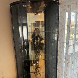 Curio Cabinet With Glass Doors And Built In Lights 