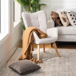 Kanas Wingback Accent Chair Fabric Upholstered Arm Chair