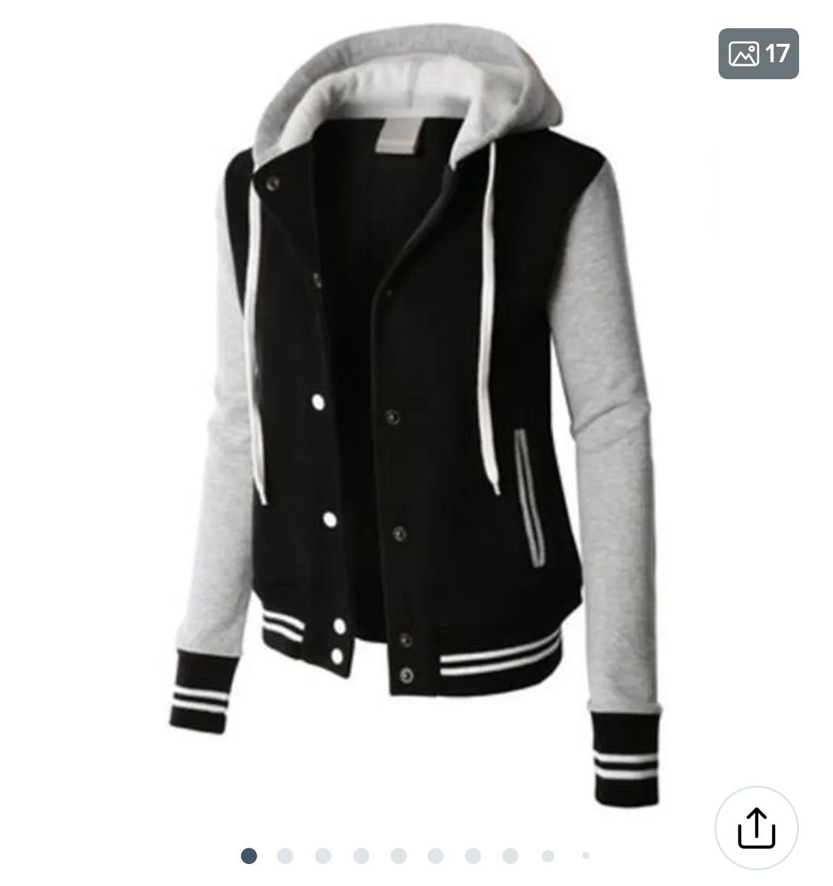 Womens Large Fleece Varsity Snap Jacket