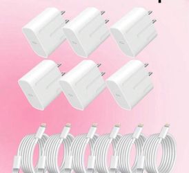 6 Pack USB-C Wall Charger & Lightning Cable Combo - Compatible With 14/13/12 Series, IPad & Other Devices