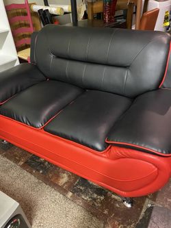 Leather sofa and loveseat
