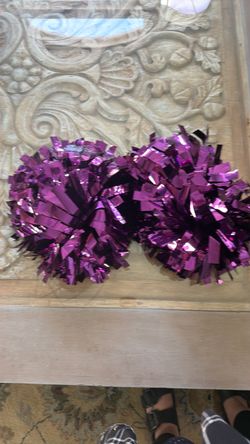 Purple Metallic Cheerleading Pom Poms Pair