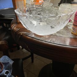 Large Crystal Bowl W/roses