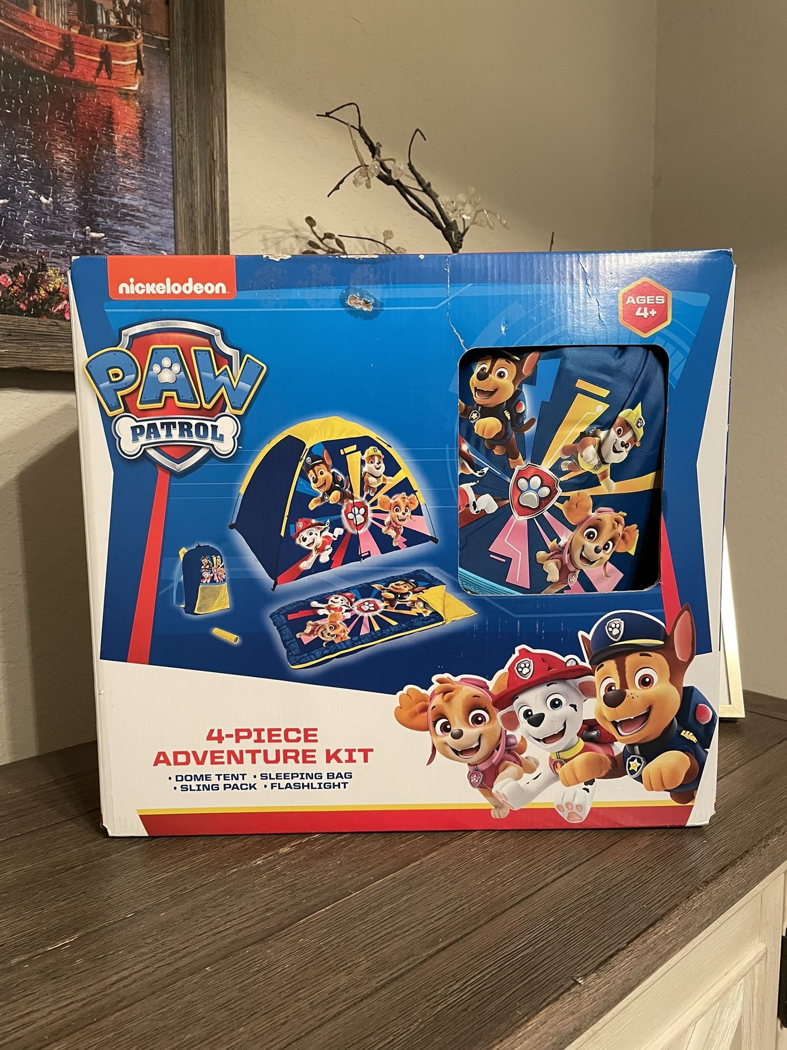 New Paw Patrol 4-pc adventure kit: tent, sleeping bag, flashlight, bag. Check my profile for more!