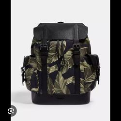 NWT COACH Hudson Backpack With Banana Leaves Qb/Navy Green Style No. 2387 - $698