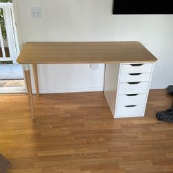 IKEA White Table with 5 drawers