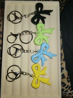 Bow Charm Keychains Set of 4